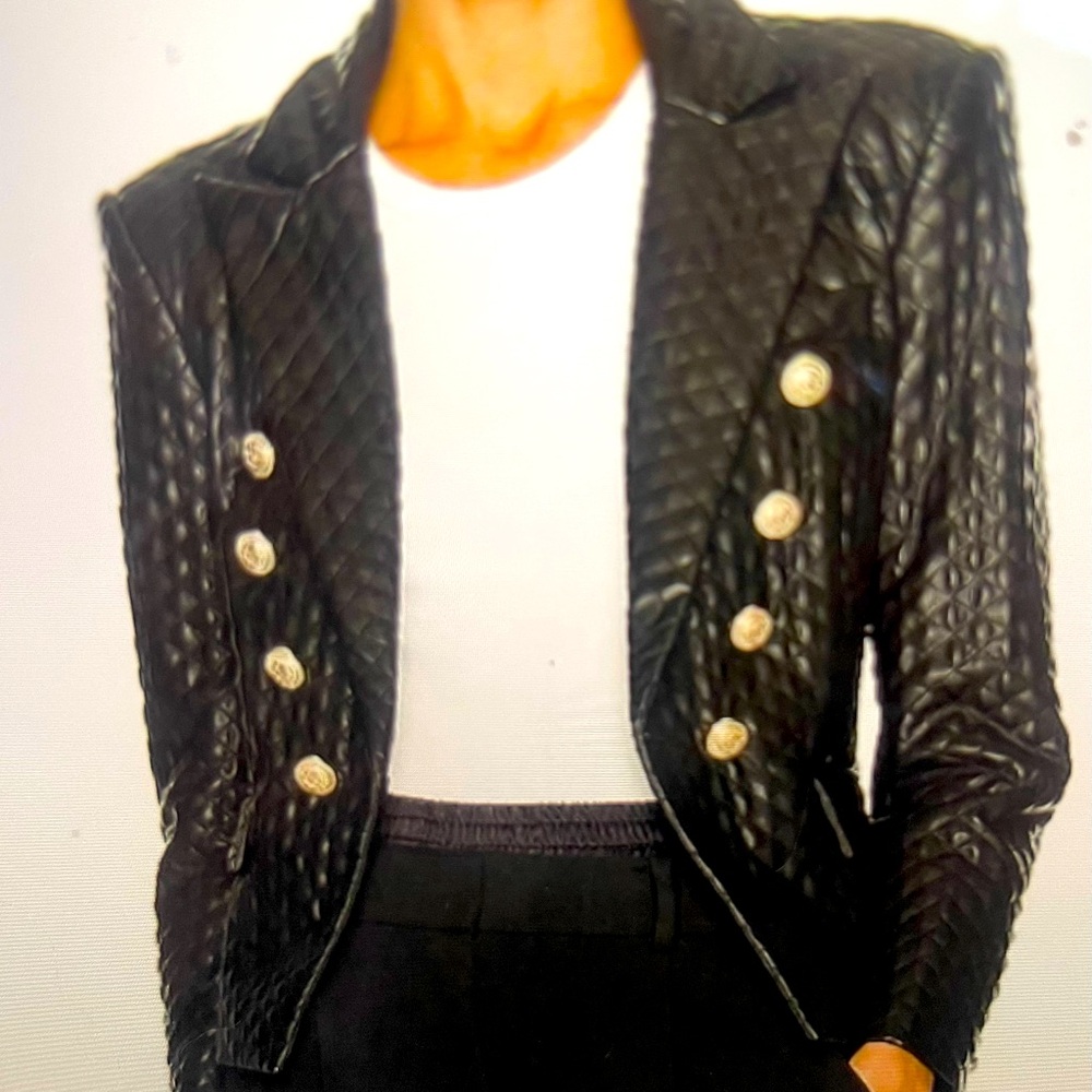 Generation Love Faux Leather quilted blazer / Black